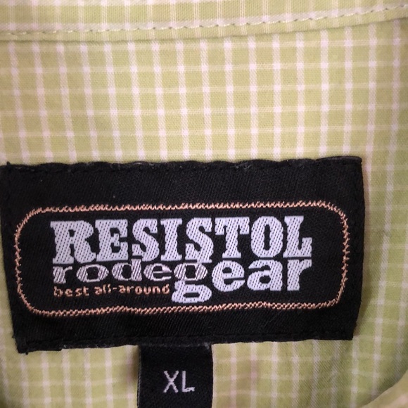 Men’s green pearl snap button up Resistol rode gear - Picture 7 of 15